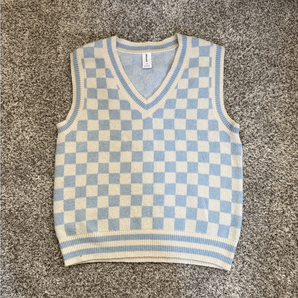 Blue and White Checkered Women’s Sweater Vest